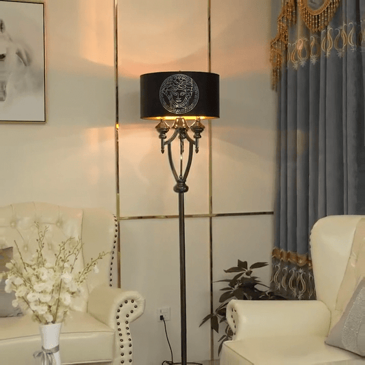 ALDO Lighting > Lamps Versace Style  Fabric Lampshade Large Floor Lamp