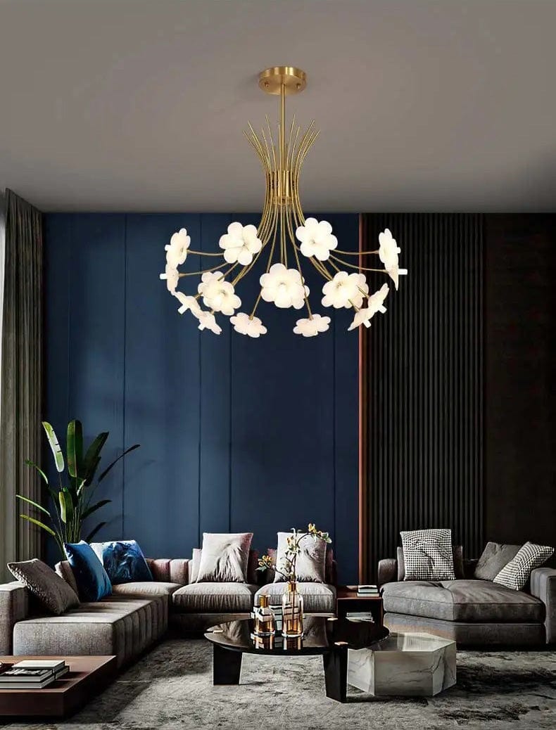 ALDO Lighting > Lighting Fixtures > Ceiling Light Fixtures 18 lights / Warm White Venetian Style Flower Glass Chandelier Ceiling Light Fixture