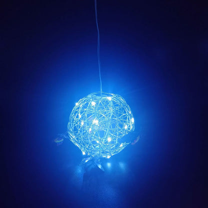 ALDO Lighting > Lighting Fixtures > Ceiling Light Fixtures 3.6" Inches  Round Bowl x 21.65" Cord length Inches / new / metal Sculptural Chandelier Garden Hanging Solar Light Round Waterproof Metal Ball With Butterfly