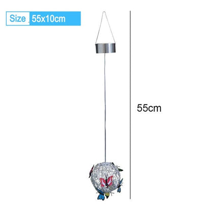ALDO Lighting > Lighting Fixtures > Ceiling Light Fixtures 3.6" Inches  Round Bowl x 21.65" Cord length Inches / new / metal Sculptural Chandelier Garden Hanging Solar Light Round Waterproof Metal Ball With Butterfly