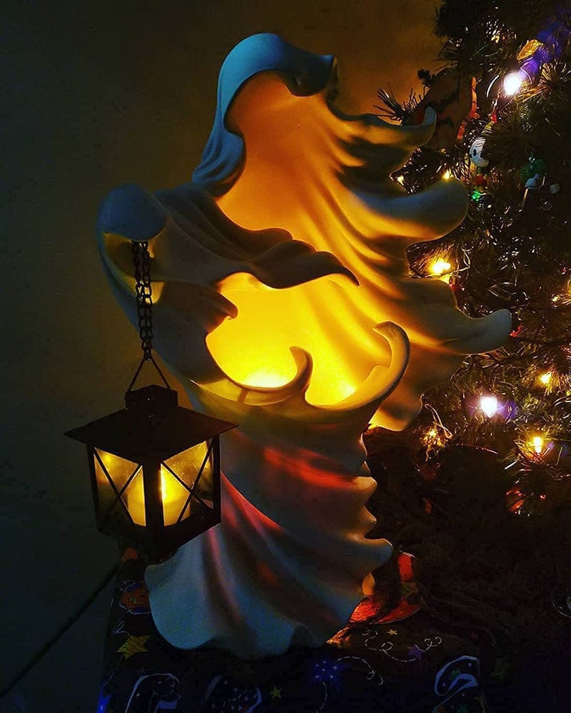ALDO Lighting > Lighting Fixtures > Ceiling Light Fixtures 5"D x 5"W x 8"H Inches / new / resin Sculptural Hell's Messenger with Lantern Light  Halloween Scary Statue