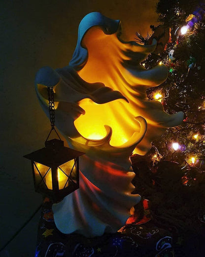 ALDO Lighting > Lighting Fixtures > Ceiling Light Fixtures 5"D x 5"W x 8"H Inches / new / resin Sculptural Hell's Messenger with Lantern Light  Halloween Scary Statue