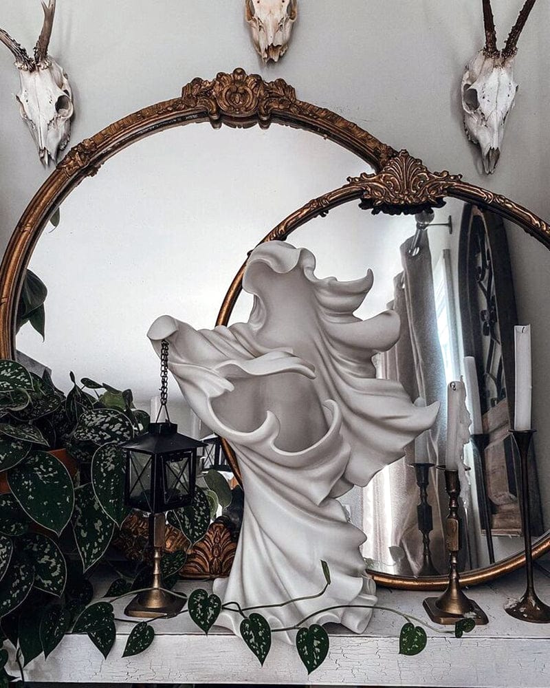 ALDO Lighting > Lighting Fixtures > Ceiling Light Fixtures 5"D x 5"W x 8"H Inches / new / resin Sculptural Hell's Messenger with Lantern Light  Halloween Scary Statue