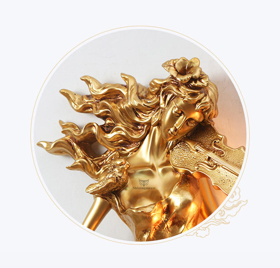 ALDO Lighting > Lighting Fixtures > Ceiling Light Fixtures European Retro Sculptural Woman with Violin ‎ Lamp Sconce Light, Indoor Fixture