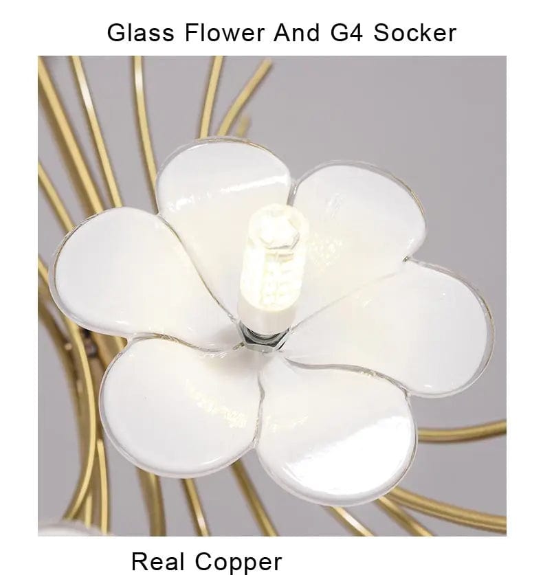ALDO Lighting > Lighting Fixtures > Ceiling Light Fixtures Venetian Style Flower Glass Chandelier Ceiling Light Fixture