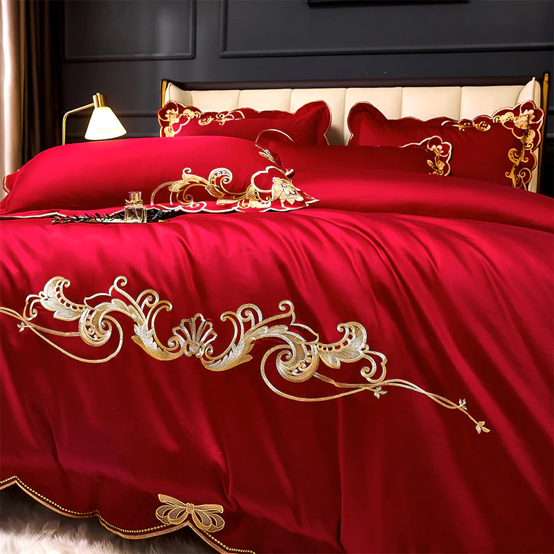 ALDO > Linens & Bedding > Bedding > Duvet Covers Glamorous Luxury Duvet Set 100% Egyptian Cotton With Golden Embroidery