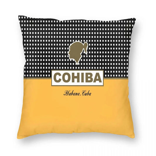 ALDO Linens & Bedding > Bedding > Pillowcases & Shams 40x40cm 16x16in / Velvet / Black and Gold Cohiba Habana Cuba Cigar Style Pillowcases Yellow Poliester
