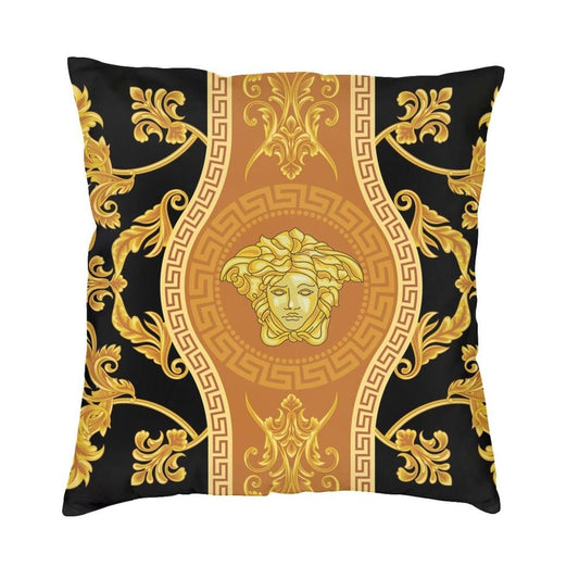 ALDO Linens & Bedding > Bedding > Pillowcases & Shams 40x40cm 16x16in / Velvet / Black and Gold Versace Style Decorative Luxury Velvet Pillowcases With Golden Print