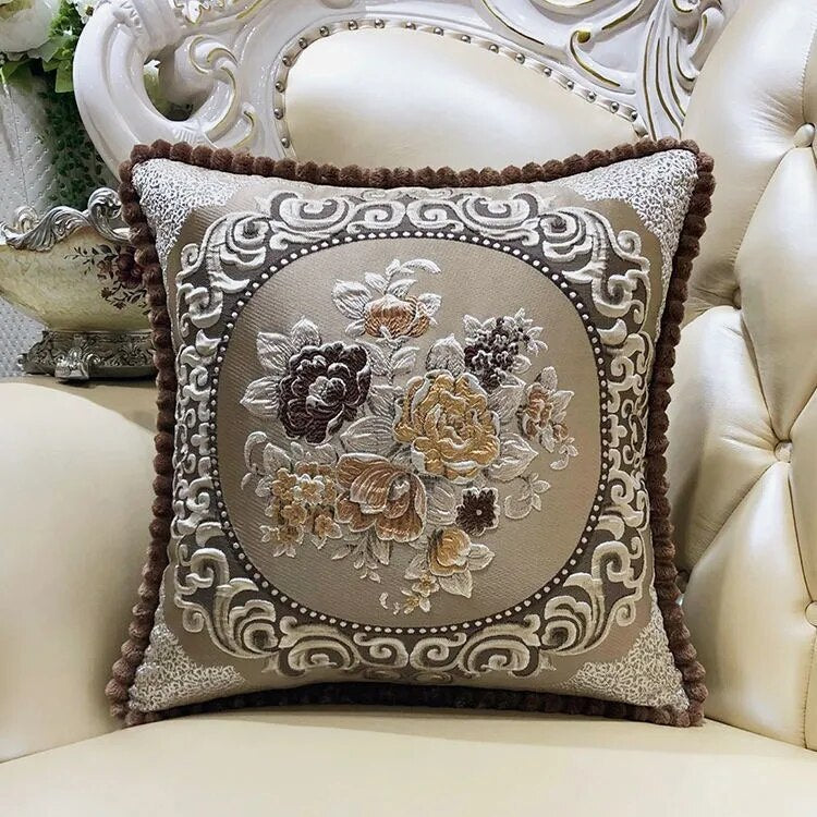 ALDO Linens & Bedding > Bedding > Pillowcases & Shams 45x45cm / Light Brown Luxury Decorative Embroidery Pillowcases With Floral Flowers