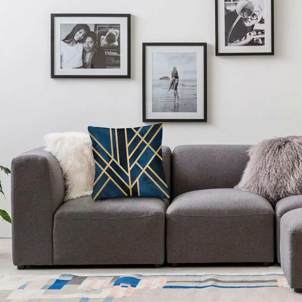 ALDO Linens & Bedding > Bedding > Pillowcases & Shams Art Deco Geometric Graphic  Design Midnight Throw Polyester Pillow Cover