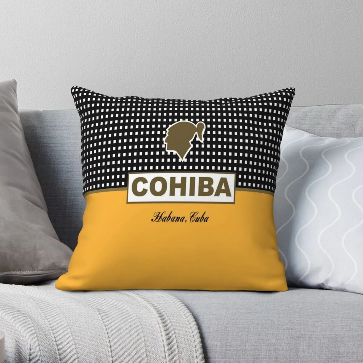 ALDO Linens & Bedding > Bedding > Pillowcases & Shams Cohiba Habana Cuba Cigar Style Pillowcases Yellow Poliester
