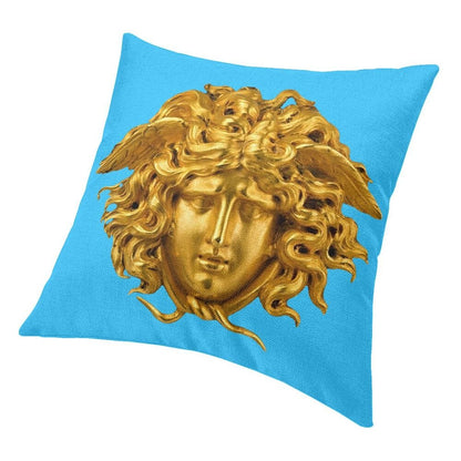ALDO Linens & Bedding > Bedding > Pillowcases & Shams Versace Style Decorative Luxury Velvet Pillowcases Medusa Head Gold and Blue Print