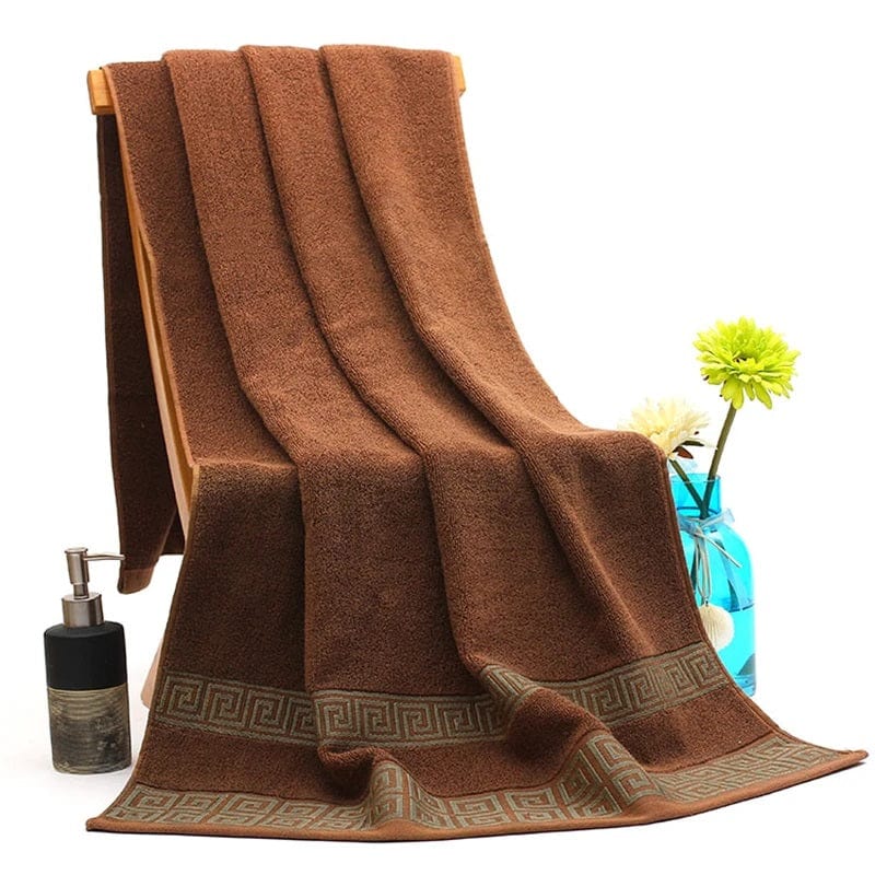 ALDO Linens & Bedding > Towels 70x140cm / 100% Cotton / Brown Versace style 100% Egyptian High Quality Cotton Super Absorbent Embroidered Luxury Bath Towels