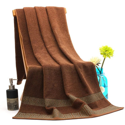 ALDO Linens & Bedding > Towels 70x140cm / 100% Cotton / Brown Versace style 100% Egyptian High Quality Cotton Super Absorbent Embroidered Luxury Bath Towels