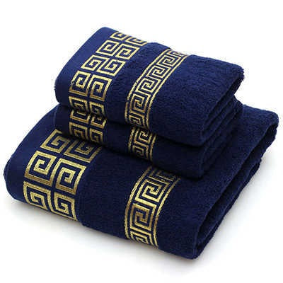 ALDO Linens & Bedding > Towels BATH TOWEL -70x140 (cm) FACE TOWEL-35x75 (cm) / 100% Cotton / Blue 100% Egyptian Cotton Embroidered High Quality Cotton Super Absorbent Embroidered Luxury Bath and Face Towels Set