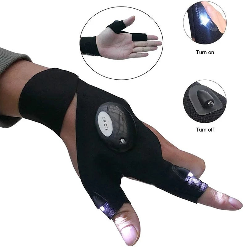 ALDO Outdoor Recreation > Camping & Hiking > Camping Lights & Lanterns Amzing Innovation Rechargeable Magic Strap Fingerless Flashlight Gloves Waterproof Available in Three Different Styles
