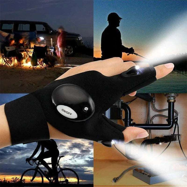 ALDO Outdoor Recreation > Camping & Hiking > Camping Lights & Lanterns Amzing Innovation Rechargeable Magic Strap Fingerless Flashlight Gloves Waterproof Available in Three Different Styles
