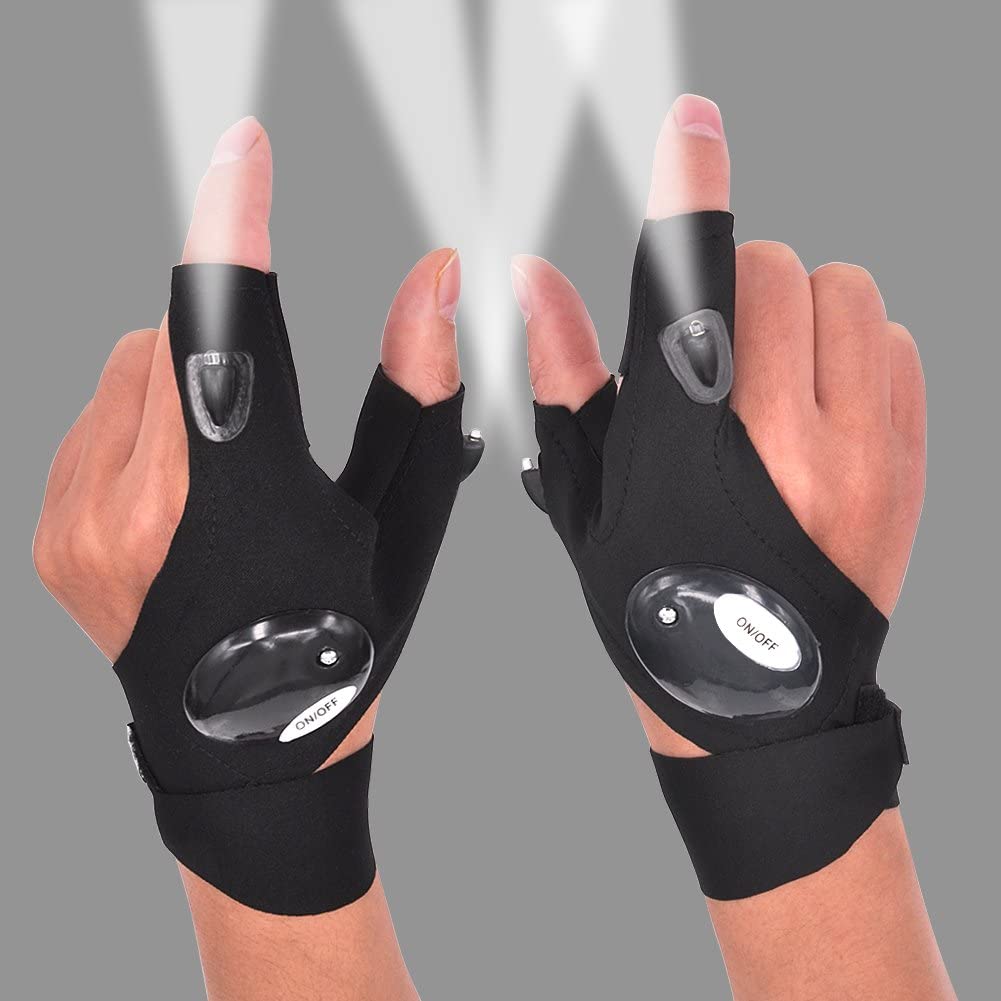 ALDO Outdoor Recreation > Camping & Hiking > Camping Lights & Lanterns Button Battery-1 Pair for Right and Left Hands / Spandex and Cotton Amzing Innovation Rechargeable Magic Strap Fingerless Flashlight Gloves Waterproof Available in Three Different Styles
