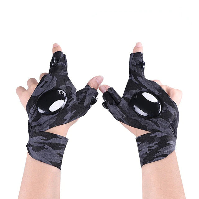 ALDO Outdoor Recreation > Camping & Hiking > Camping Lights & Lanterns Camouflage-1 Pair For Right and left Hands / Spandex and Cotton Amzing Innovation Rechargeable Magic Strap Fingerless Flashlight Gloves Waterproof Available in Three Different Styles