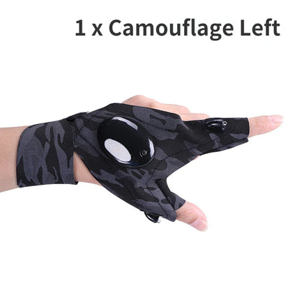 ALDO Outdoor Recreation > Camping & Hiking > Camping Lights & Lanterns Camouflage-Left Hand / Spandex and Cotton Amzing Innovation Rechargeable Magic Strap Fingerless Flashlight Gloves Waterproof Available in Three Different Styles