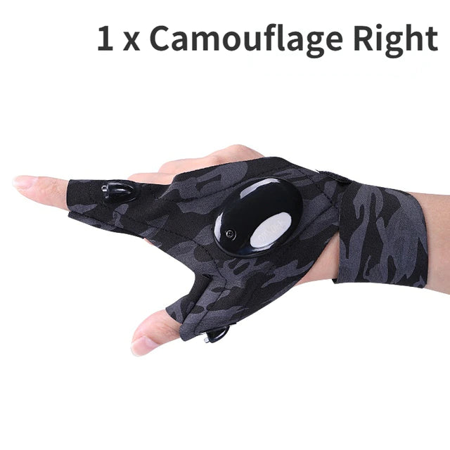 ALDO Outdoor Recreation > Camping & Hiking > Camping Lights & Lanterns Camouflage-Right Hand / Spandex and Cotton Amzing Innovation Rechargeable Magic Strap Fingerless Flashlight Gloves Waterproof Available in Three Different Styles