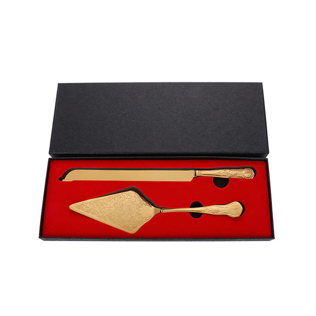 ALDO Party & Celebration > Party Supplies > Party Favors > Wedding Favors New / Stainless steel / Cake Knife cutter: 13.42 inch / 34.1 cm   Cake shovel: 11.37 onch / 28.9 lenox Beutiful Laxury Bride and Groom French Court Golden Cake Knife and Cake Shovel Set