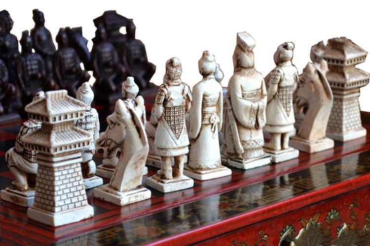 ALDO Party & Celebration > Party Supplies > Party Games Collectible Chinese Terracotta Warriors Retro Chess Pieces with Wooden Chess Board
