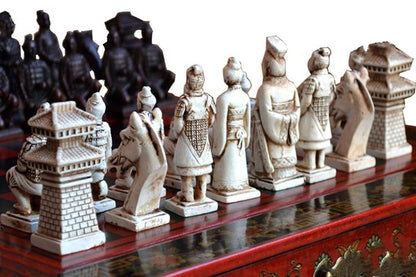ALDO Party & Celebration > Party Supplies > Party Games Collectible Chinese Terracotta Warriors Retro Chess Pieces with Wooden Chess Board