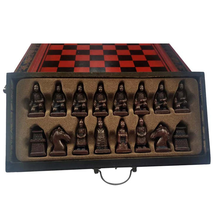 ALDO Party & Celebration > Party Supplies > Party Games Collectible Chinese Terracotta Warriors Retro Chess Pieces with Wooden Chess Board