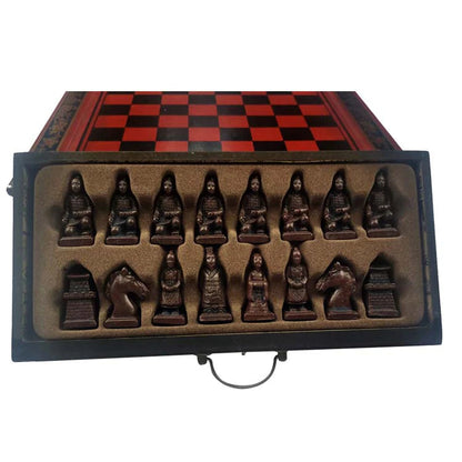 ALDO Party & Celebration > Party Supplies > Party Games Collectible Chinese Terracotta Warriors Retro Chess Pieces with Wooden Chess Board