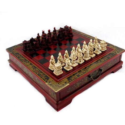 ALDO Party & Celebration > Party Supplies > Party Games Collectible Chinese Terracotta Warriors Retro Chess Pieces with Wooden Chess Board