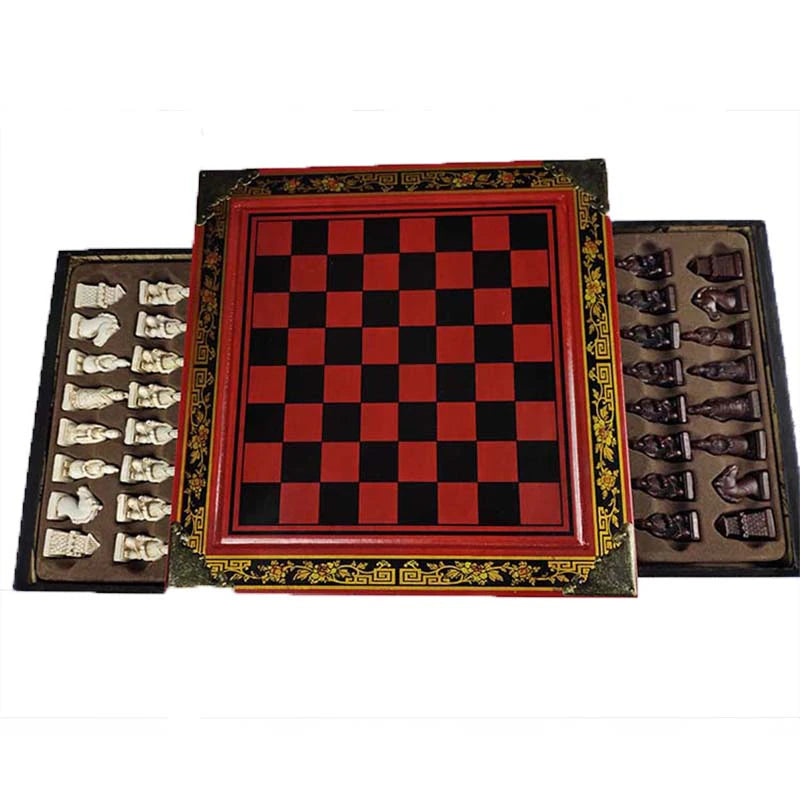 ALDO Party & Celebration > Party Supplies > Party Games Collectible Chinese Terracotta Warriors Retro Chess Pieces with Wooden Chess Board