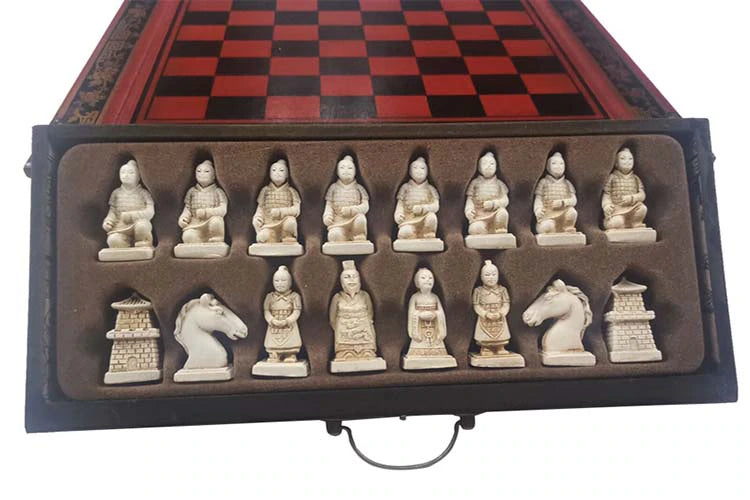 ALDO Party & Celebration > Party Supplies > Party Games Collectible Chinese Terracotta Warriors Retro Chess Pieces with Wooden Chess Board