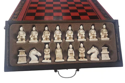 ALDO Party & Celebration > Party Supplies > Party Games Collectible Chinese Terracotta Warriors Retro Chess Pieces with Wooden Chess Board