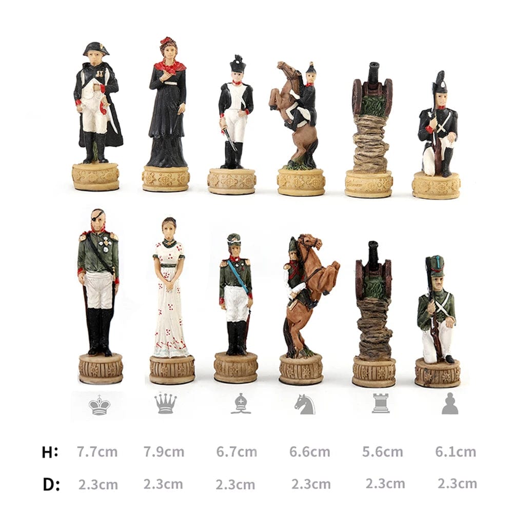 ALDO Party & Celebration > Party Supplies > Party Games Napoleon French War with Russia Chess Board Game Luxury Collectible Sculpture Set with Wooden Chess Board Chess Board Game Collectible  Set with Chess Board