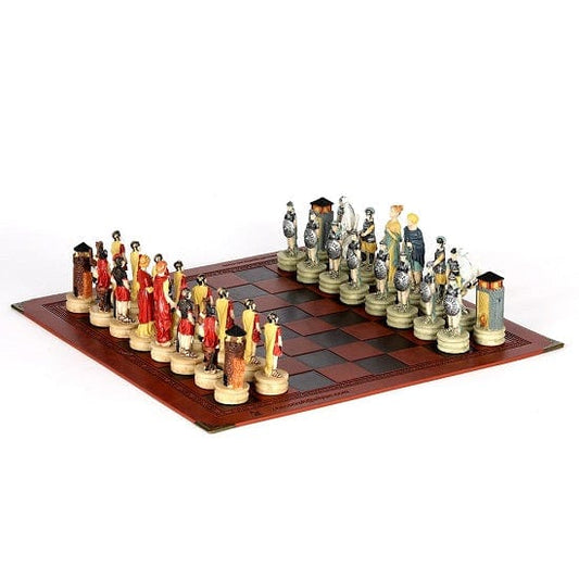 ALDO Party & Celebration > Party Supplies > Party Games Greek and Roman War Chess Board Game Luxury Collectible Sculpture Set with Wooden Chess Board Chess Board Game Luxury Collectible Sculpture Set with Wooden Chess Board