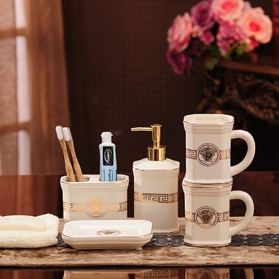 ALDO Personal Care >Soap > Dispensers 01 / Beige Luxury Versace Style Designer Bathroom Accessories Ceramic Sets