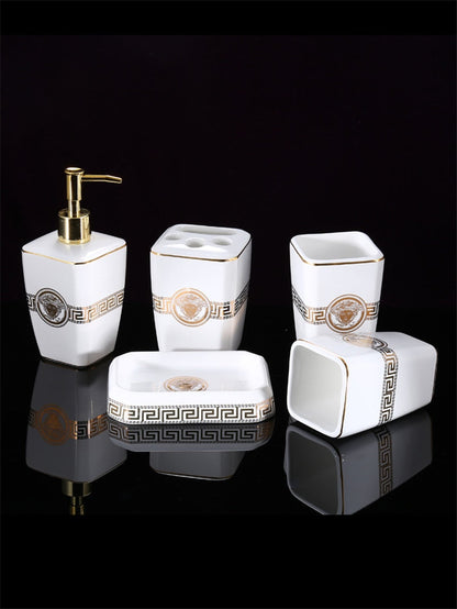 ALDO Personal Care >Soap > Dispensers 01 / White Luxury Versace Style Designer Bathroom Accessories Ceramic Sets