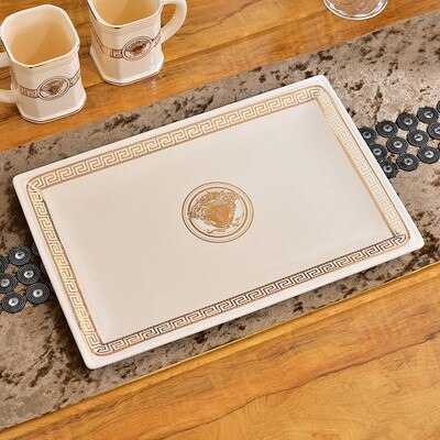 ALDO Personal Care >Soap > Dispensers BLKTRAY / Beige Luxury Versace Style Designer Bathroom Accessories Ceramic Sets
