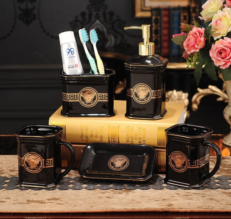 ALDO Personal Care >Soap > Dispensers Luxury Versace Style Designer Bathroom Accessories Ceramic Sets
