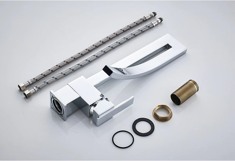 ALDO Plumbing Fixture Hardware & Parts > Faucet Accessories > Faucet Handles & Controls Luxury Contemporary  Style Bathroom Waterfall  Twisted Tower Basin Faucet.