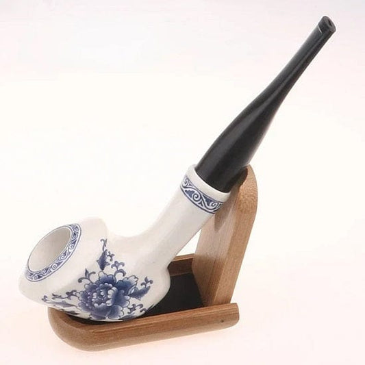ALDO Smoking Accessories > Ashtrays Blue and White Porcelain Tobacco Pipe 9mm Filter Element and Pipe Holder