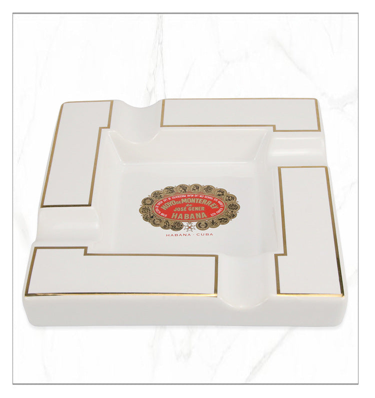 ALDO Smoking Accessories > Ashtrays Ceramic Large Designer Cigars Ashtray Hoyo de Monterrey de Jose Gerner With Real Gold Leaf