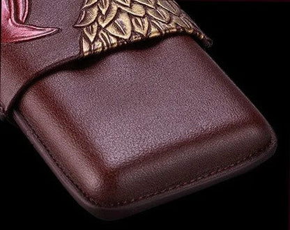 ALDO Smoking Accessories > Ashtrays Portable Cigar Embossed with American Eagle Cow Leather Humidor Holds Up To 3 Cigars