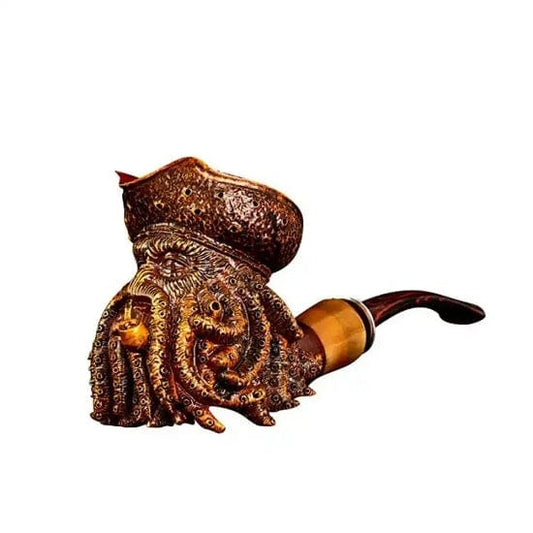 ALDO Smoking Accessories > Ashtrays Rare Collectible Pirate Davy Jones Head Octopus Design Hand Carved Solid  Briar Wood Tobacco Pipe