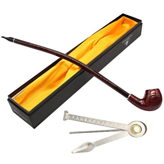 ALDO Smoking Accessories > Ashtrays red Long Churchwarden Tobacco Pipe Resin Wooden Stem Smoking Pipe and Tool