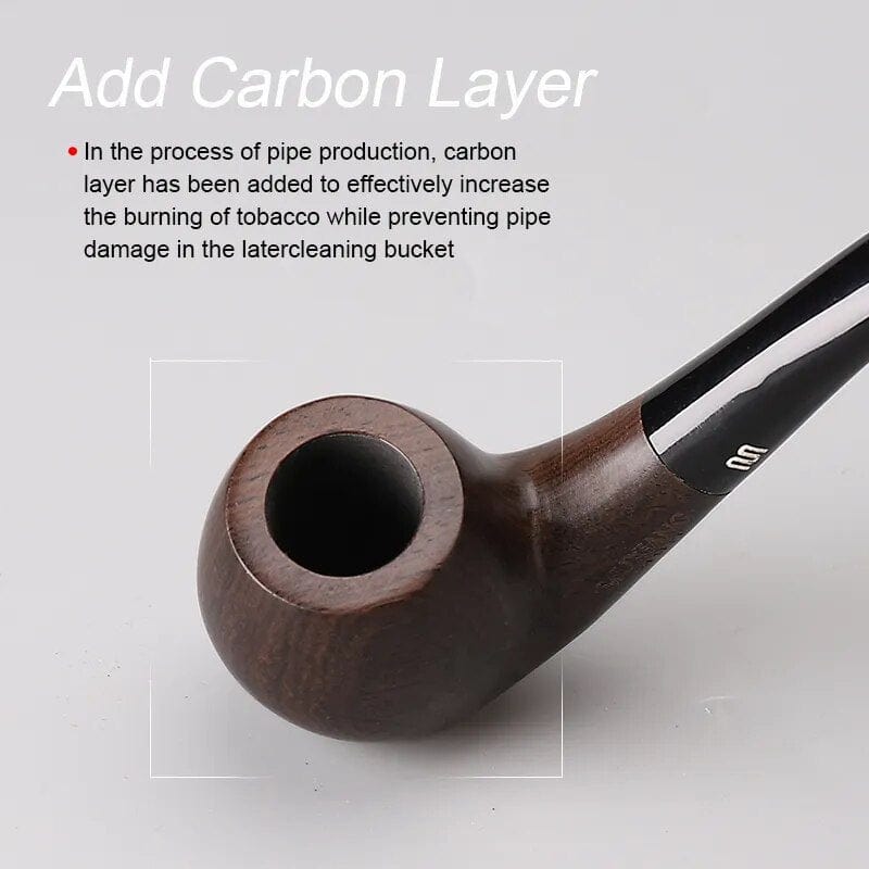 ALDO Smoking Accessories > Ashtrays Smoking  Handmade Solid Ebony Blackwood Tobacco Pipe with Cleaning Kit and Box Of Pipe Filters