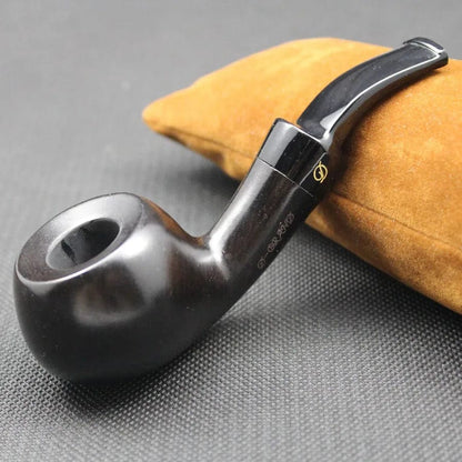 ALDO Smoking Accessories > Ashtrays Unique Bent Smoking Handmade Solid Ebony Blackwood Tobacco Pipe with Box Of Pipe Filters Pouch and Holder