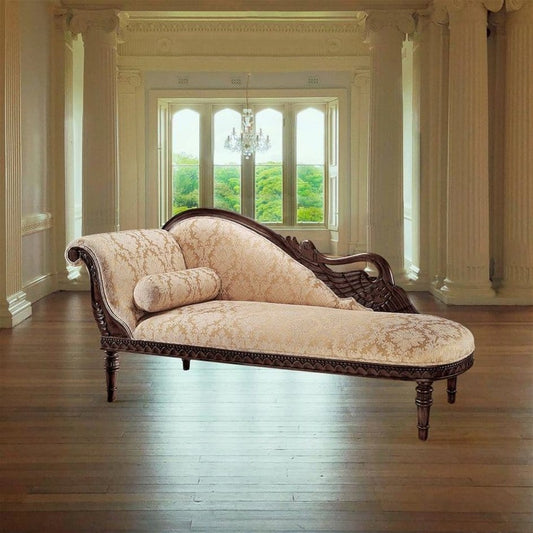 ALDO Sofas Victorian Style Swan Fainting Hand-carved Mahogany Couch Left