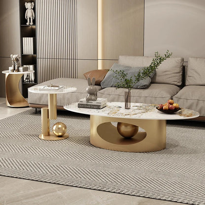 ALDO Tables > Accent Tables 100x50 Gold Modern Elegant Black and Golden Marble Effect Coffee Tables